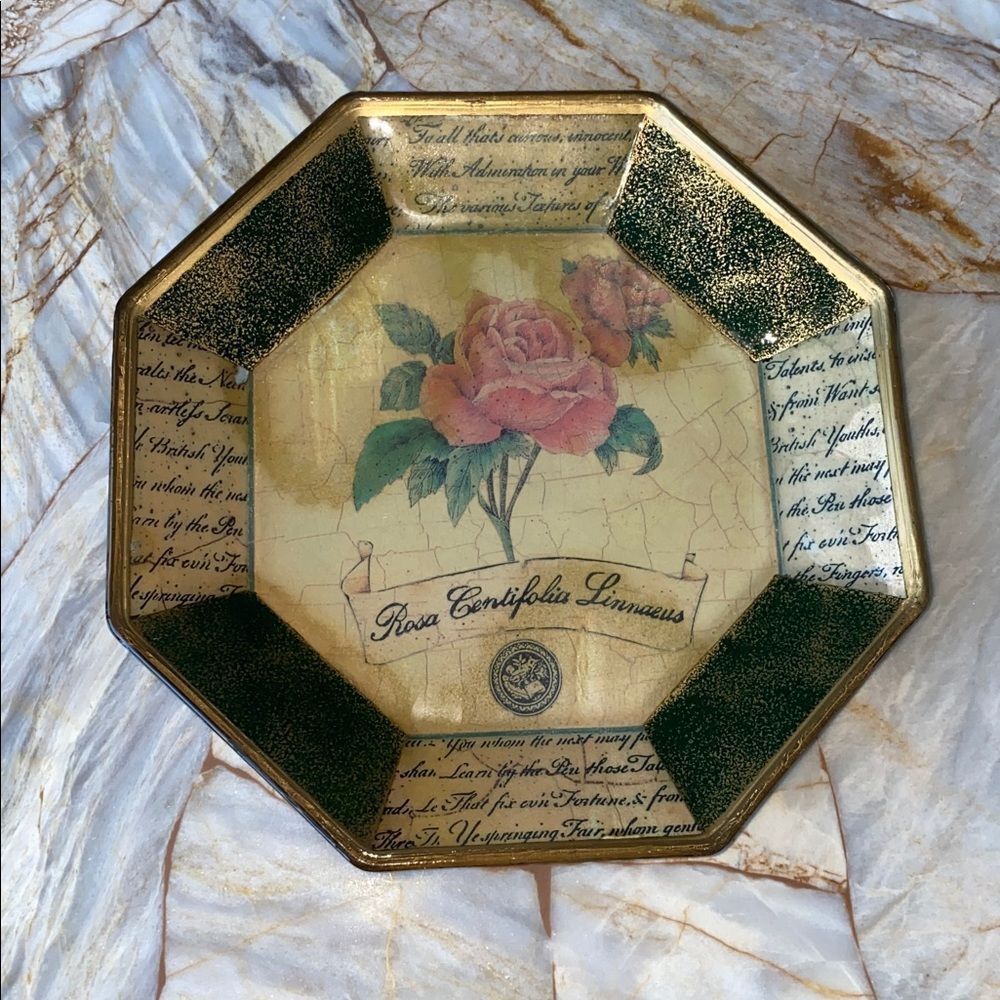 Home Interiors Gifts Octagon Decorative Plate Rosa Centifolia Botanical Rose